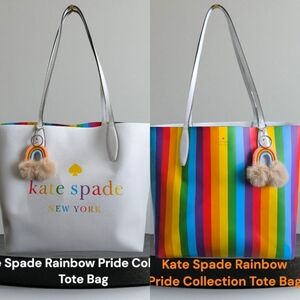 Kate Spade Rainbow Pride Collection Tote Bag - White and Multicolor. EUC.